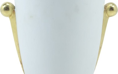 RICHARD GINORI ITALIAN PORCELAIN ICE BUCKET White with Gold 7.25 in. h. x 8.5 in. w.
