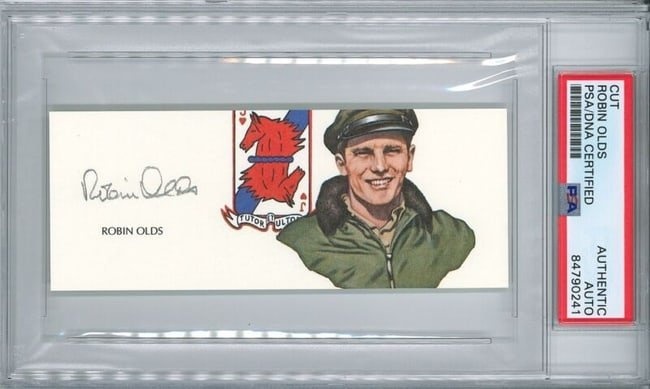 ROBIN OLDS SIGNED CUT SIGNATURE PSA DNA 84790241 (D) WWII VIETNAM ACE
