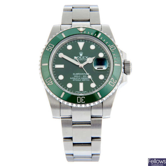 ROLEX - a stainless steel Oyster Perpetual Submariner "Hulk" bracelet watch, 41mm