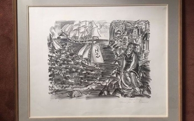 Raoul Dufy (1877-1953) - Baigneuse dans le port de Sainte-Adresse