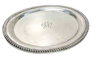 Reed & Barton Sterling Silver Oval Serving Tray, Gadroon Rim #495, circa 1909