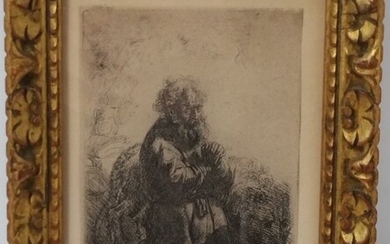 Rembrandt Etching St Jerome Kneeling in Prayer