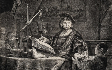 Rembrandt Harmensz van Rijn (Dutch, 1606-1669) Jan Uytenbogaert, The Goldweigher