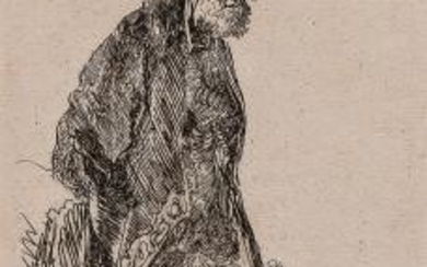 Rembrandt Harmensz van Rijn (Dutch, 1606-1669) Man in a Coat and Fur Cap Leaning Against a Bank