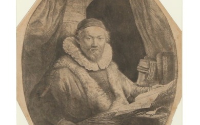 Rembrandt van Rijn, Netherlands (1606-1669), Jan Uytenbogaert, Preacher, 1635, drypoint and etching