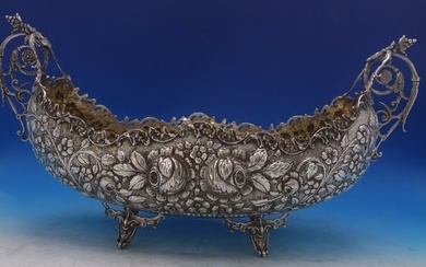 Repousse European 900 Silver Wine Boat Bowl Fabulous detailing Huge