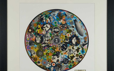 Richard Drew, known as Zacron (British, 1943-2012) screenprint - Led Zeppelin III album pin wheel, signed and numbered 5/500, 64 x 57cm, glazed frame. NB: Although numbered from an edition of 500,...
