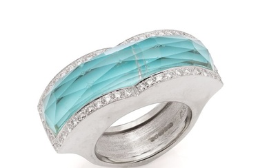 Ring Stephen Webster Crystal Haze 18k. gold Turquoise Quartz fashion ring - Diamond