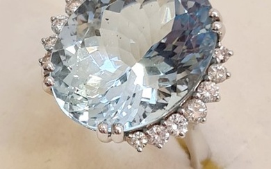 Ring White gold Aquamarine - Diamond