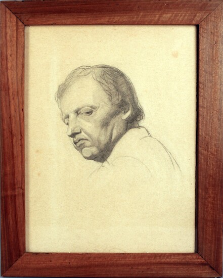 Ritratto d'uomo, disegno a matita su carta, cm. 34x26, entro cornice., Santini Ottorino (1901 - 1974)