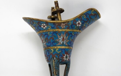 Ritual vessel, Wine vessel (1) - Cloisonne enamel, Enamel, Inlaid metal - China - Qing Dynasty (1644-1911)