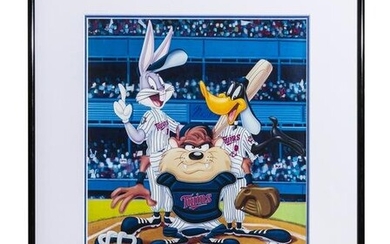 Rod Carew Signed Warner Bros. Themed Lithograph