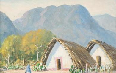 Rolla Taylor (1872-1970), Mexican Village, oil