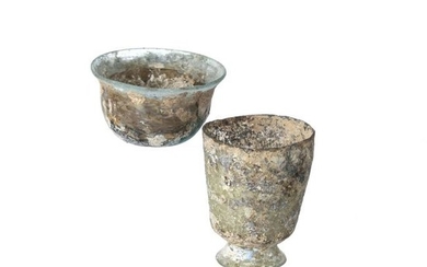 Roman glass cup and glass