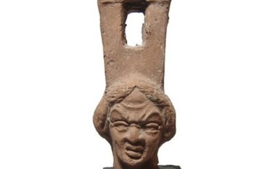 Roman sistrum handle with head of female grotesque