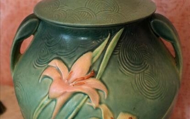 Roseville Cookie Jar with Lilly Pattern