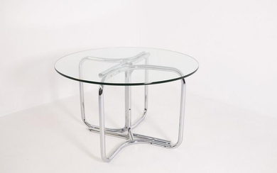 Round Table by Giotto Stoppino in Steel and Glass