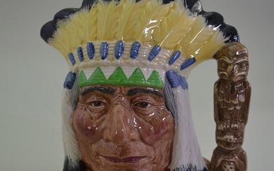 Royal Doulton Porcelain North American Indian Large Toby Mug, 1966, D6786