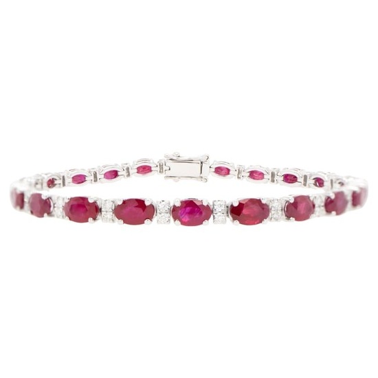Ruby Bracelet With Diamonds 13.5 Carats 18K Gold