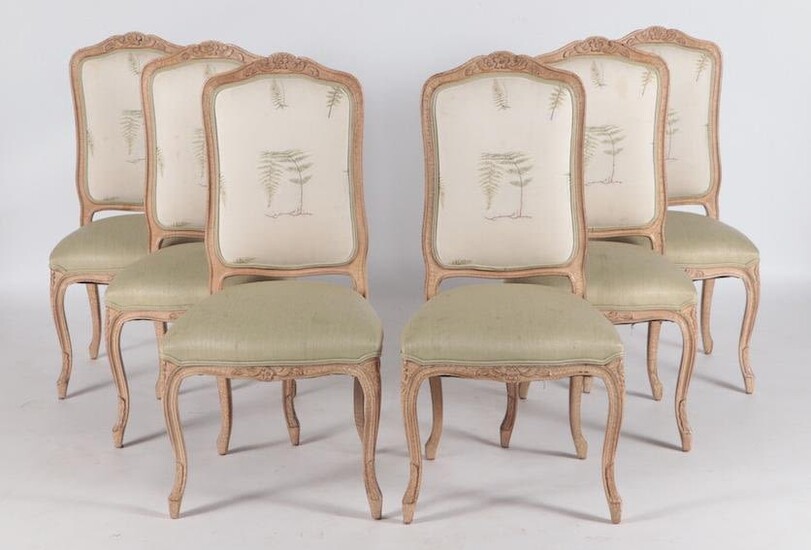 SET 6 PAINTED LOUIS XV STYLE DINING CHAIRS