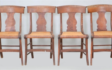 SET OF FOUR LATE FEDERAL TIGER MAPLE SIDE CHAIRS