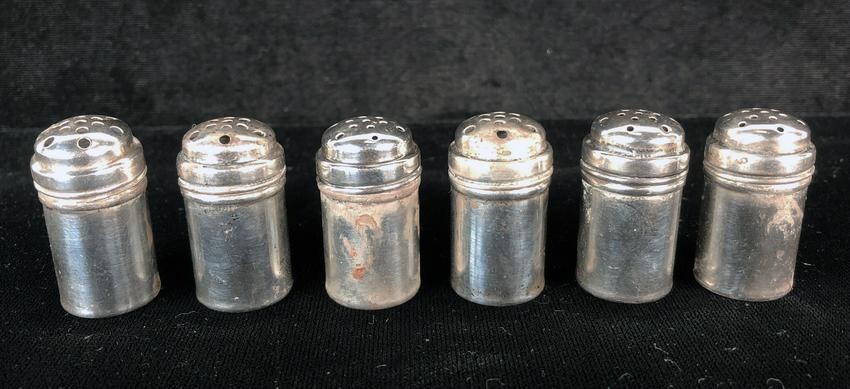 SIX SMALL STERLING SALT & PEPPER SHAKERS