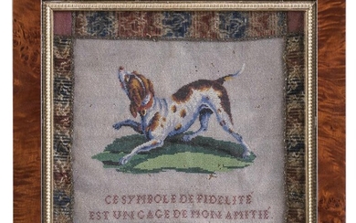 SMALL TAPESTRY MADE OF GLASS BEADS 20TH CENTURY