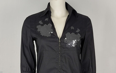 STRUTTURA Black shirt in cotton blend with sequins