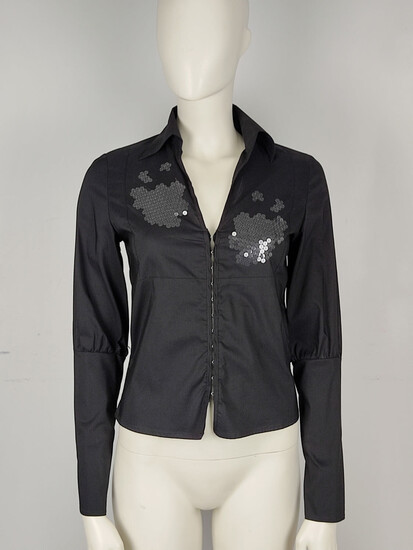 STRUTTURA Black shirt in cotton blend with sequins