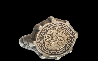 Sassanian Silver Ring with Sea Creature,c. 6th Century