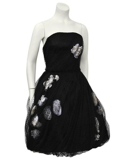 Scherrer Black & White strapless Tulle Haute Couture