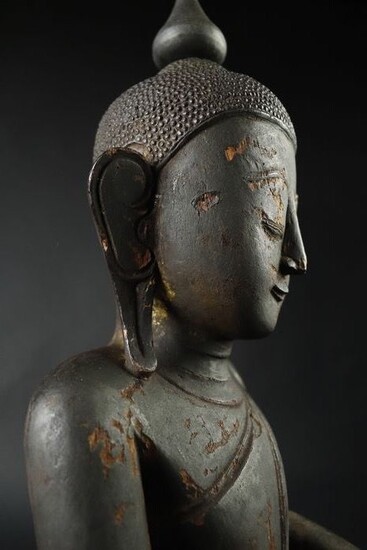 Sculpture - Gold, Lacquer, Wood - Bouddha 19th c. - Shan state - 79 cm ! - Burma - 19th century