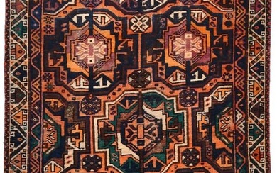 Semi Antique Geometric Tribal 45X8 Wool Oriental Rug Handmade Farmhouse Carpet