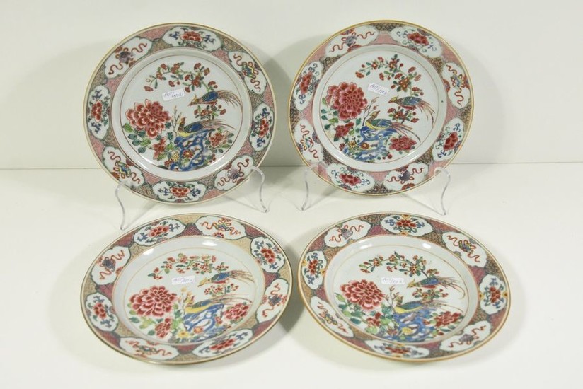 Set of 4 plates Family pink with birds...