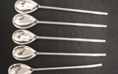 Set of 5 silver plated iced tea spoons