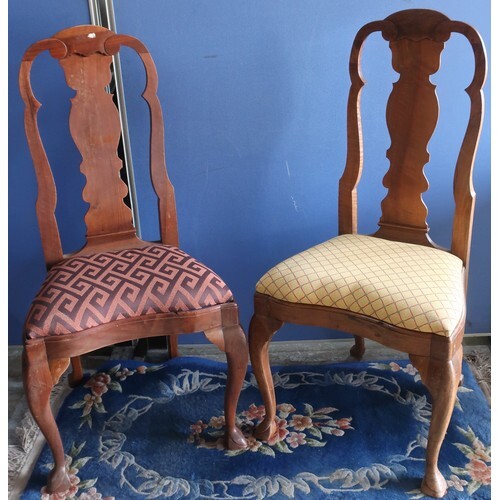 Set of eleven Queen Anne style hardwood dining chairs with s...