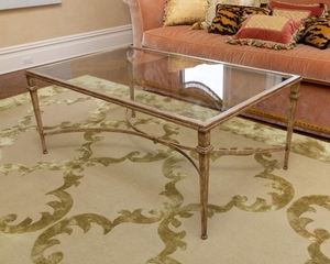 Silvered Iron Glass Top Coffee Table