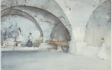 Sir William Russell Flint, British, 1880-1969, In the cellar; lithograph in colours,...