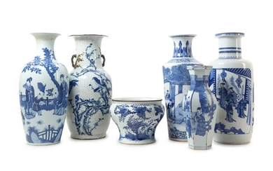 Six Chinese Blue and White Porcelain Vases