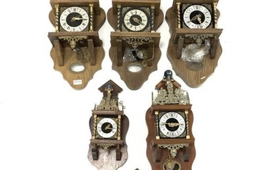 Six Dutch houseboat clocks, with four pendulums and six...