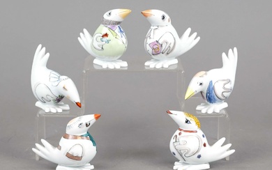 Six jokers, Meissen, late 20th c., 1st choice, design Olaf Fieber, 1990s, humorous depiction of
