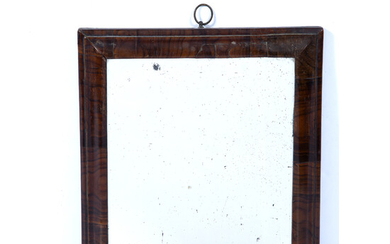 Small walnut cushion frame mirror