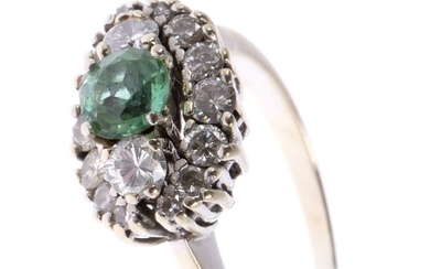 Smaragd-Brillant-Diamant-Ring Weißgold