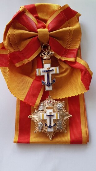Spain - Order of Naval Merit Grand cross yellow distinction with sash (rare) - Award