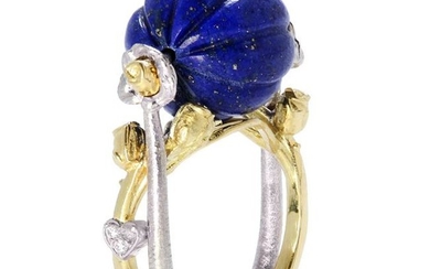 Stambolian Candy Lapis Ring with Floral Roses