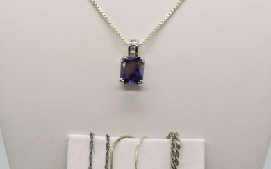 Sterling Bracelets & Amethyst Necklace