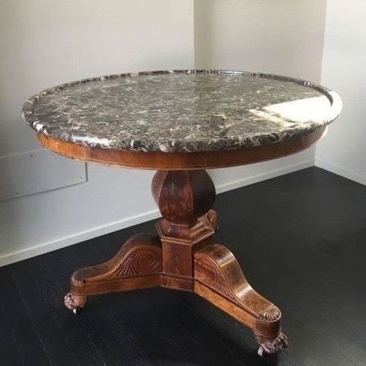 Table - Empire - Mahogany, Marble - 19th century