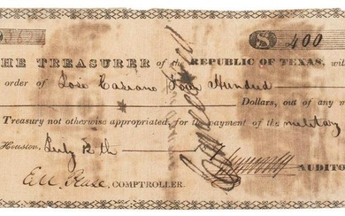 Texas Treasury Warrant, 1837