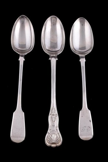 Three Victorian silver gravy spoons: King's pattern by Josiah Williams & Co. of Bristol