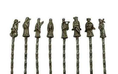 Tibetan Silver Eight Immortals Spoons